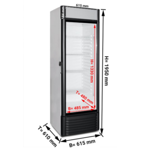 Frigorifero per bevande – nero – 1 porta in vetro – 615 x 610 x 1950 mm